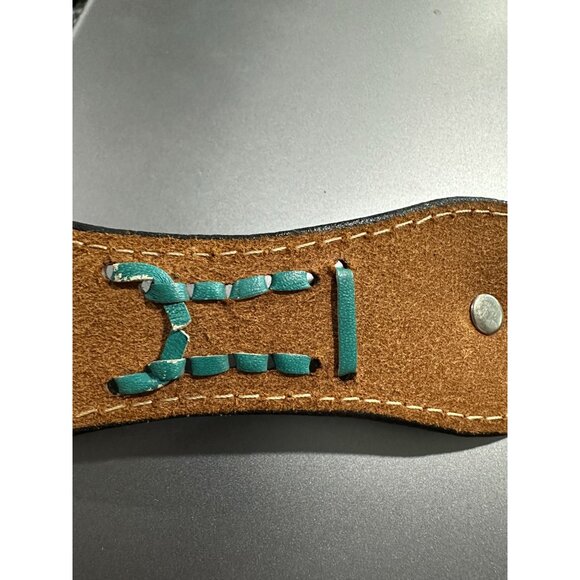 Vtg Womens Belt Sz S/M Black Leather Western Cowgirl Scalloped Silver Medallions main image 7